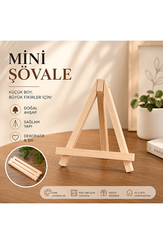 Genel Markalar Masaüstü Şövale, Ahşap, Mini Şövale, Üç Ayaklı, Resim Şövalesi, Ressam Sehpası