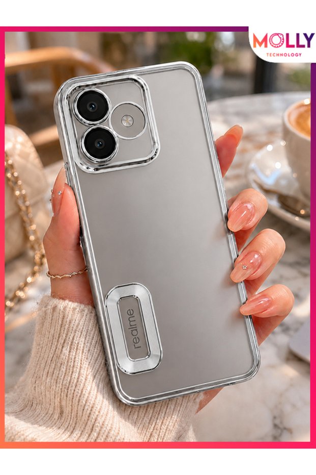 Lou Laser Transparent Silicone Case With Silver Lens Protector On The Edges For Realme C53