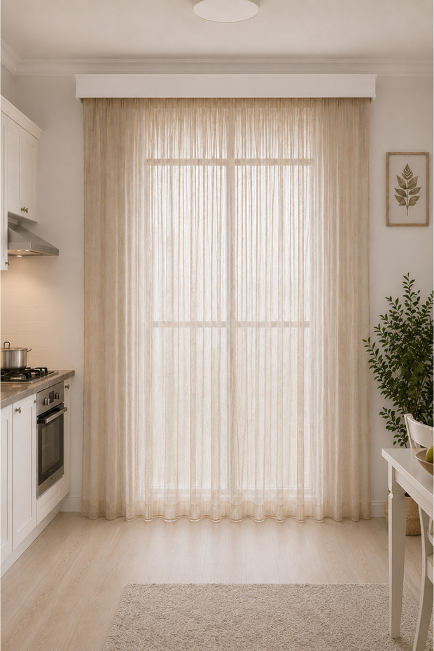 Net Tulle Curtain Wrinkle-Free Aesthetic Durable Economical Gold Stylish Tulle Curtain 1/3 Pleat Living Room Kitchen