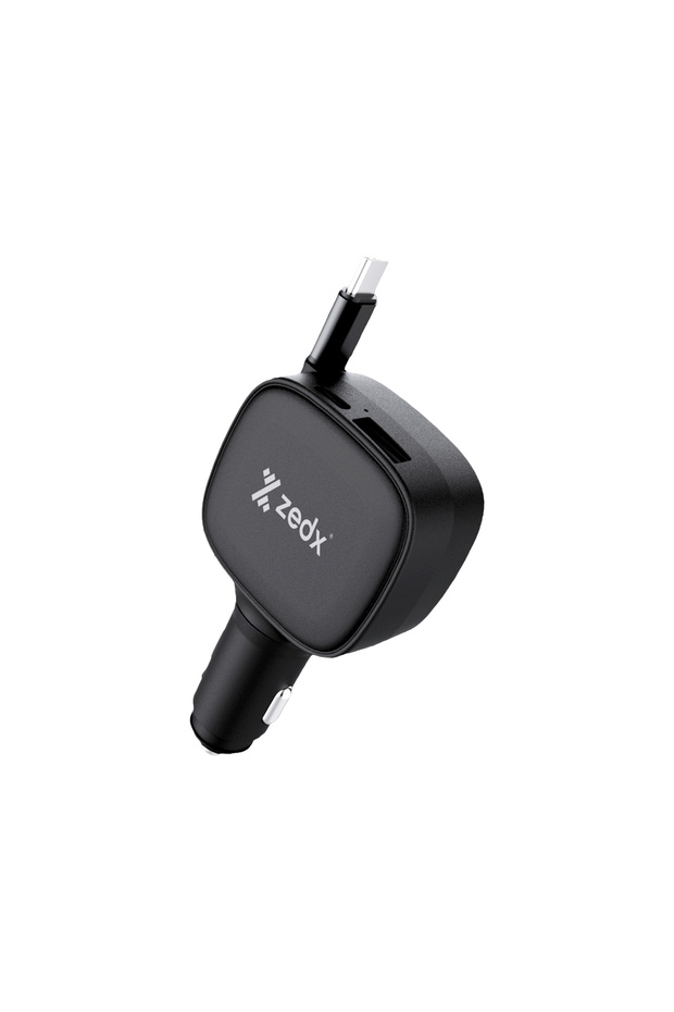 CR200 90W PD Car Charger – Fast Charging USB-C & USB-A, Retractable Cable, Safe & Efficient