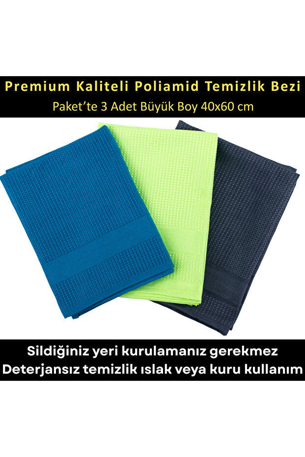 3-Pack Microfiber Cleaning Cloth - New Product Polyamide Blended Non-Marking Cloth for Glass, Car, Kitchen