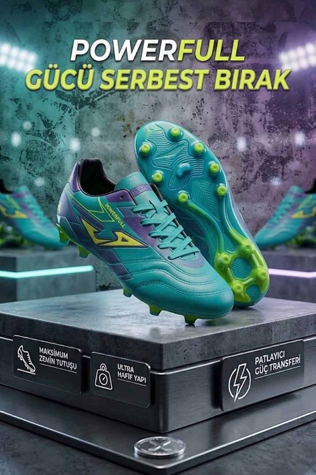 Men's Football Boots Turf Field Artificial Grass Ground Football Shoes Turquoise-Yellow
