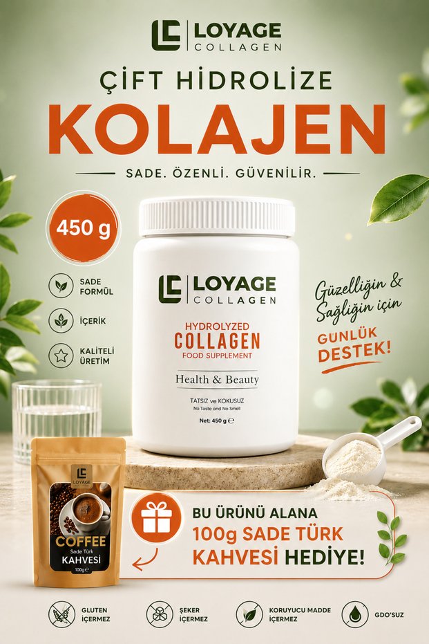 Highly Bioactive Double Hydrolyzed Pure Collagen Collagen 450Gr 45 Days - with Coffee Gift