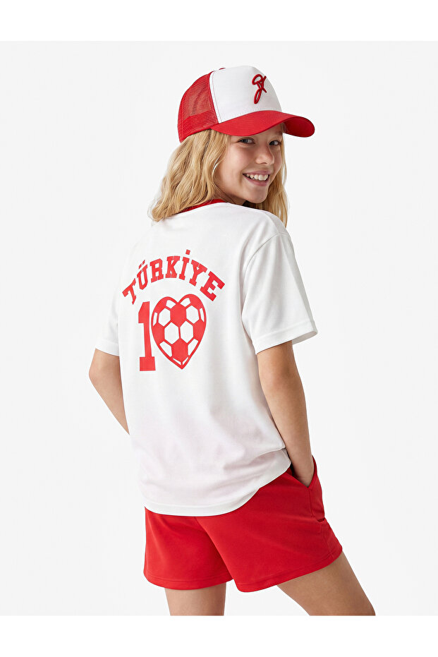 Football Themed V-Neck Short Sleeve T-Shirt