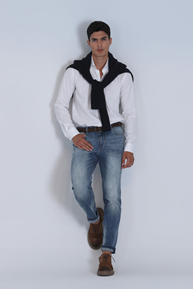 Danıel Erkek Basic Gömlek Slim Fit Beyaz - 2