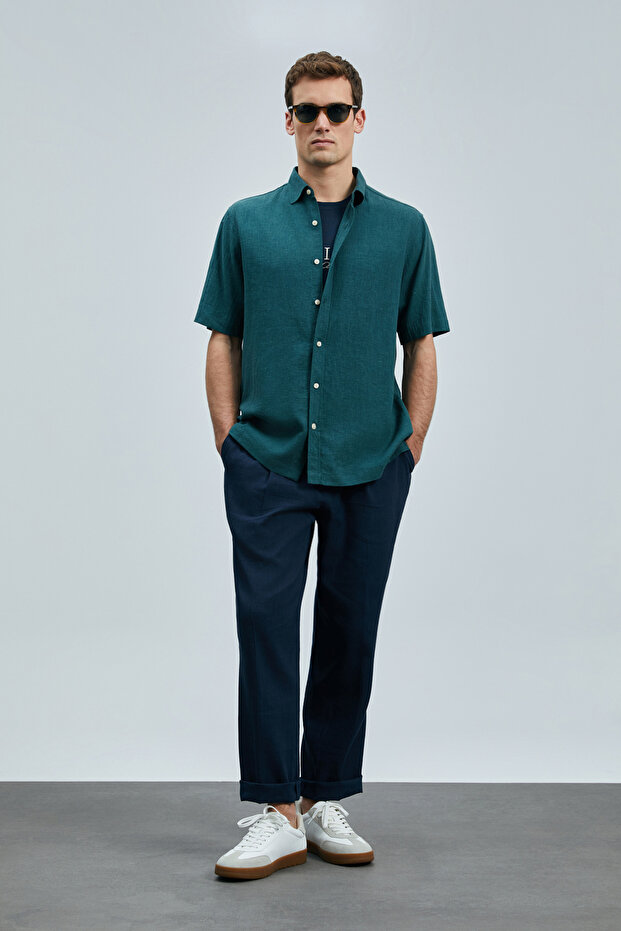Bert Erkek Basic Gömlek Comfort Fit Yeşil - 5