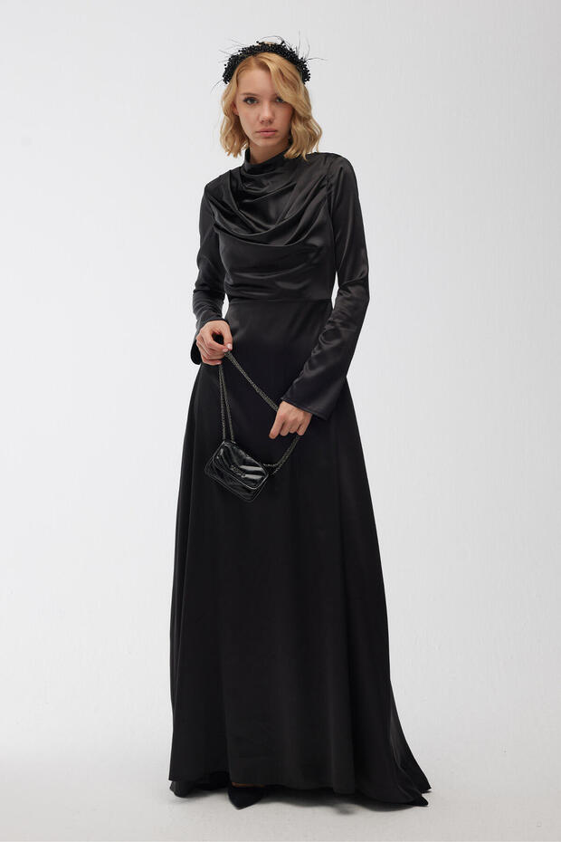 Rochie de seară Violet Degaje, neagră - 1
