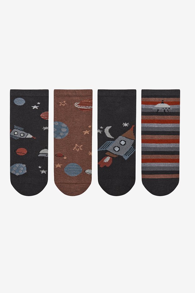 Boy's Space Night Multicolored 4-Piece Socks
