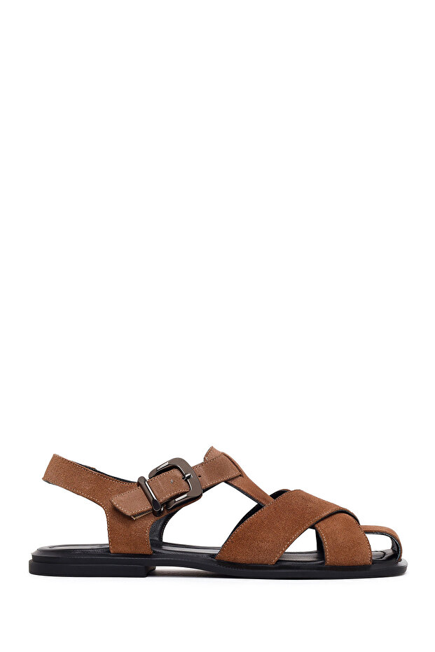 Women's Mink Ankle Buckle Suede Leather Sandals 26Sfd341910