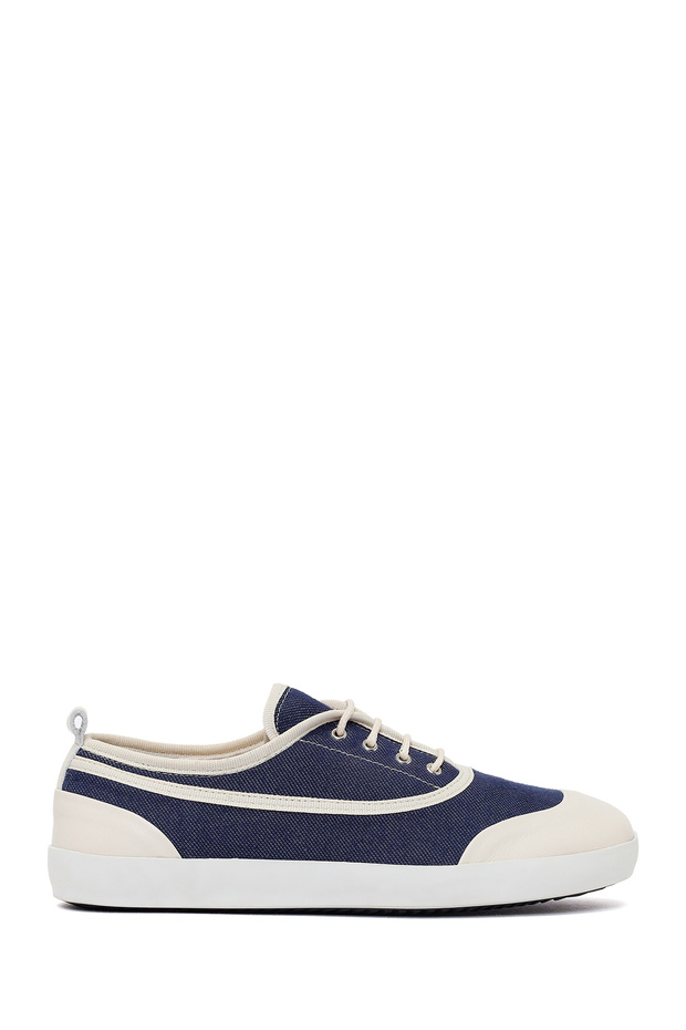 Women's Blue Lace-Up Jean Leather Sneaker 26Pfd370714