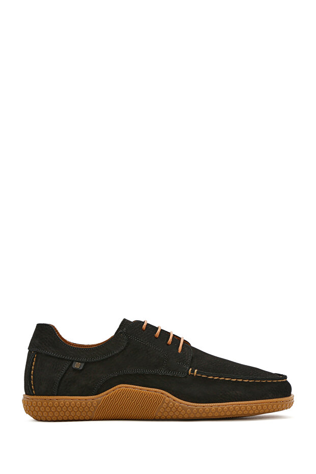 Men's Black Lace-Up Nubuck Leather Casual Shoes 26Sfd8001V3