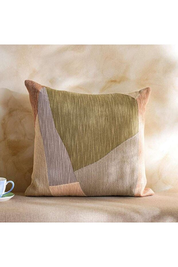 Crewel Mosaic Linen Embroidery Down Feel Filled Cushion - 50x50cm Iron