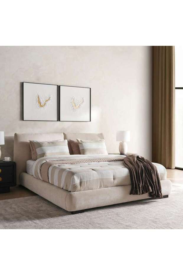 Rinston King Bed With Adjustable Headboard 180x200 Cm - Cream