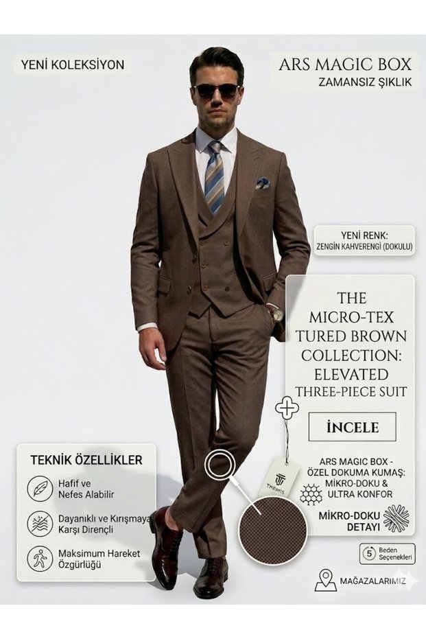 Men's Slim Fit 3-Piece Vest Suit - Italian Cut