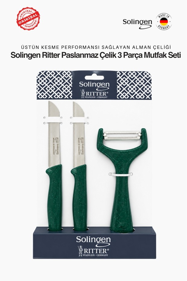 Ritter 3'lü Paslanmaz Çelik Mutfak Seti Yeşil