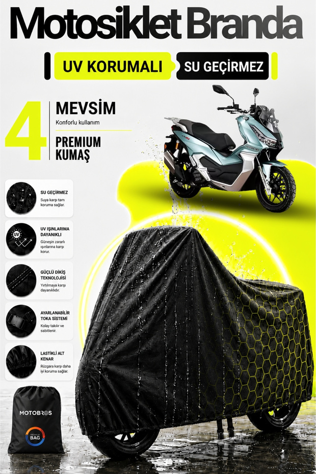 Motorcycle Tarpaulin Arora Beatrix Black Waterproof and Durable (Thickest) Fabric Lasting Use