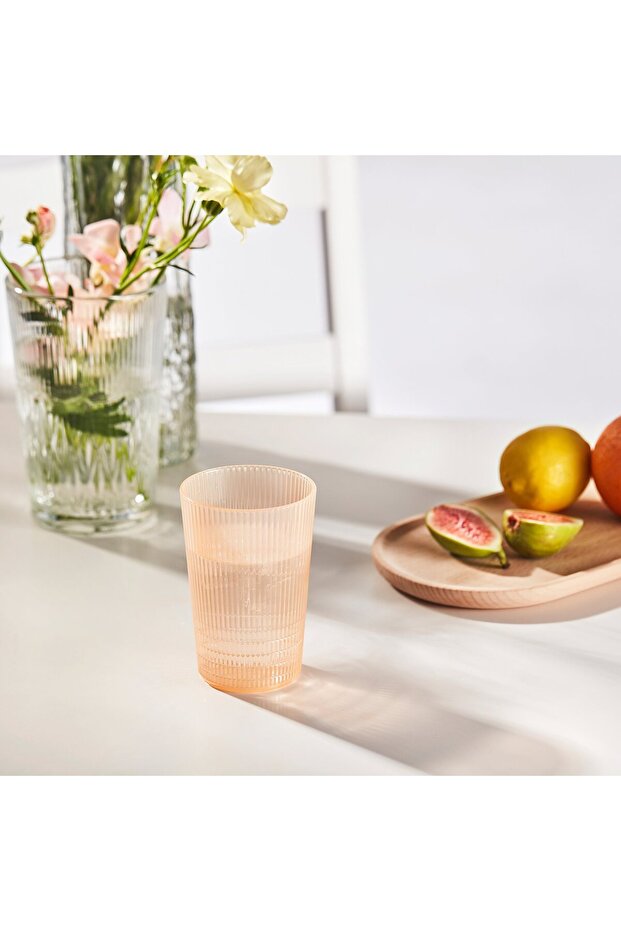 KALLSINNIG Glass, plastic/orange, 38 cl