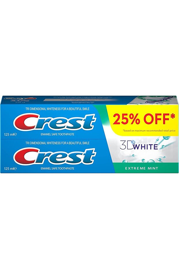 Crest 3D White Extreme Mint Toothpaste, 2 X 125Ml