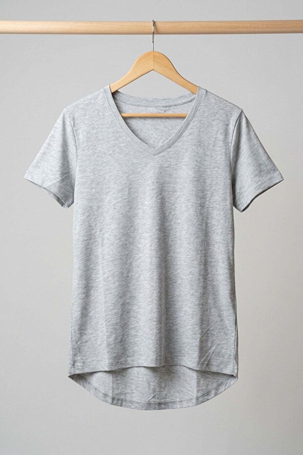 Μπλουζάκι V-Neck Basic Με μείγμα βισκόζης - 7
