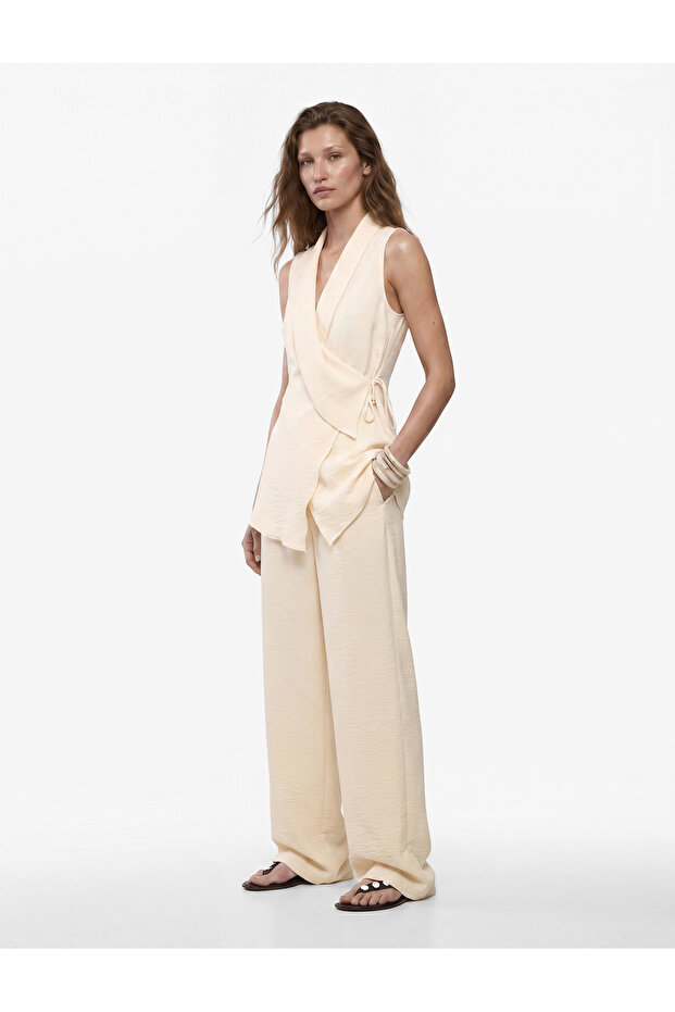 X Melis Ağazat - Straight Wide-Leg Palazzo Pants with Pockets