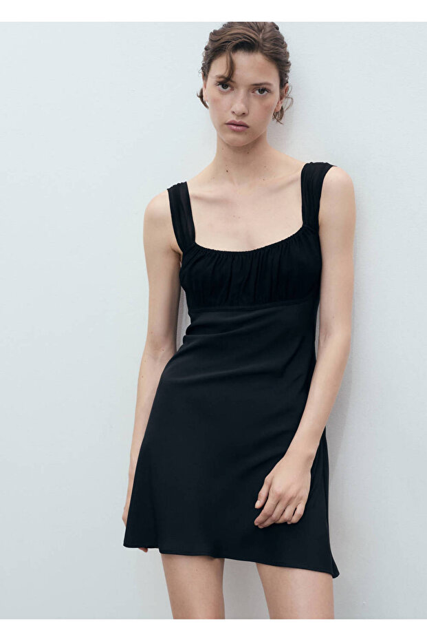 Drawstring Collar Dress