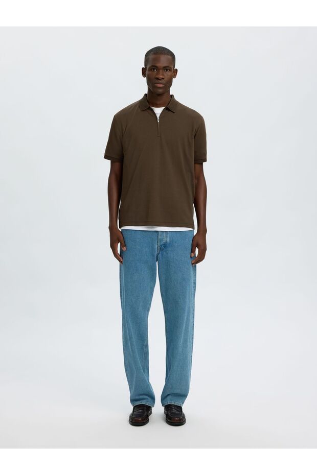Polohemd aus Strick Zipper - 4