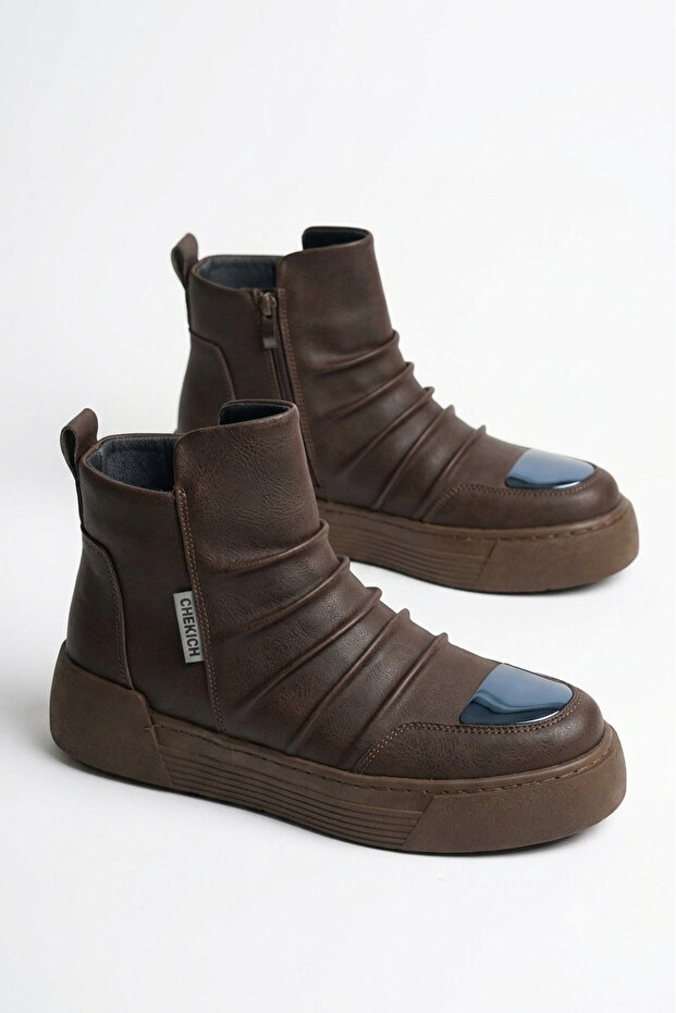 Swat high quality winter waterproof men's boots with zipper - coffee