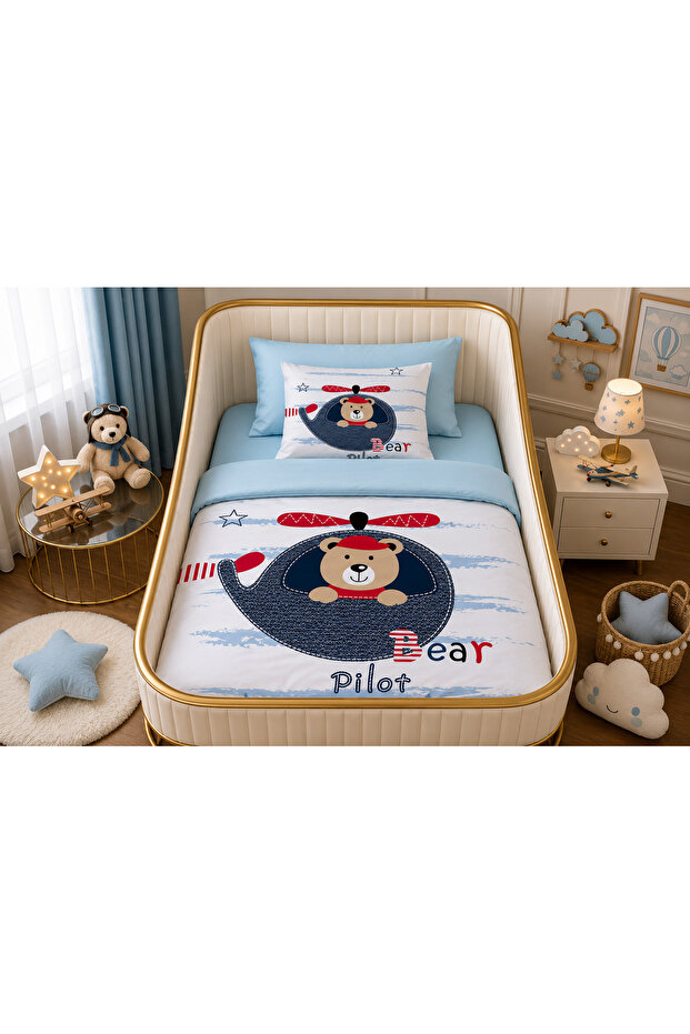 Bear Pilot Teddy Bear Single Digital Baby Bedding Set