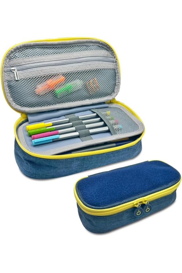 Tacti-cool Pencil Case – Large Pouch for School/Office Supplies, Multiple Pen Section & add-on accessories