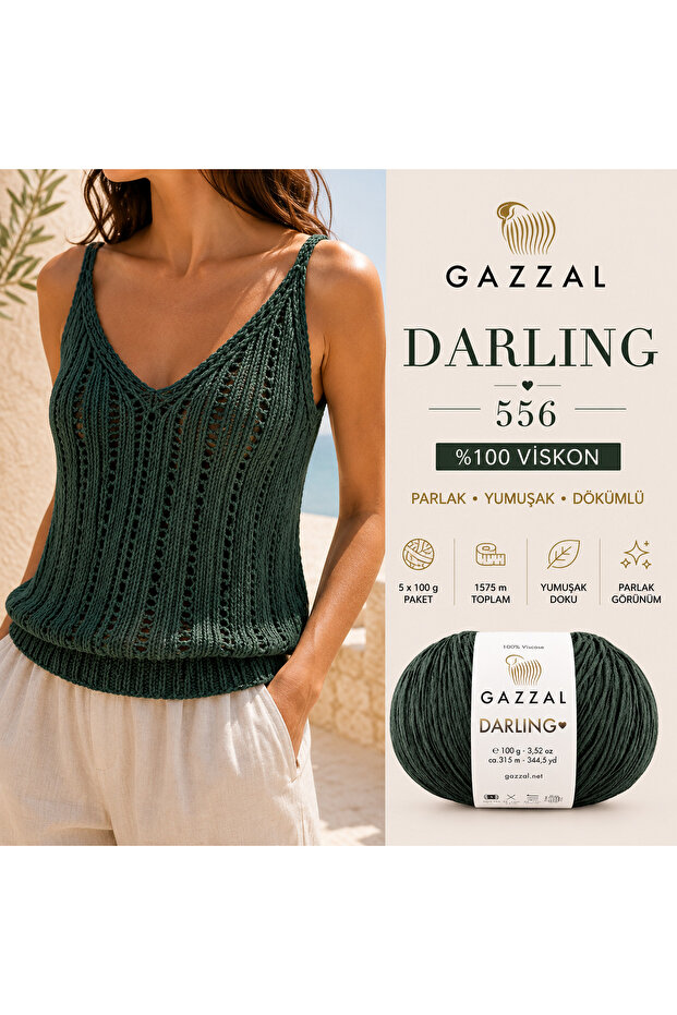 Darling 100% Viscose Hand Knitting Yarn 5 Pack 500 Gr Shiny Soft Summer Knitting Yarn 556