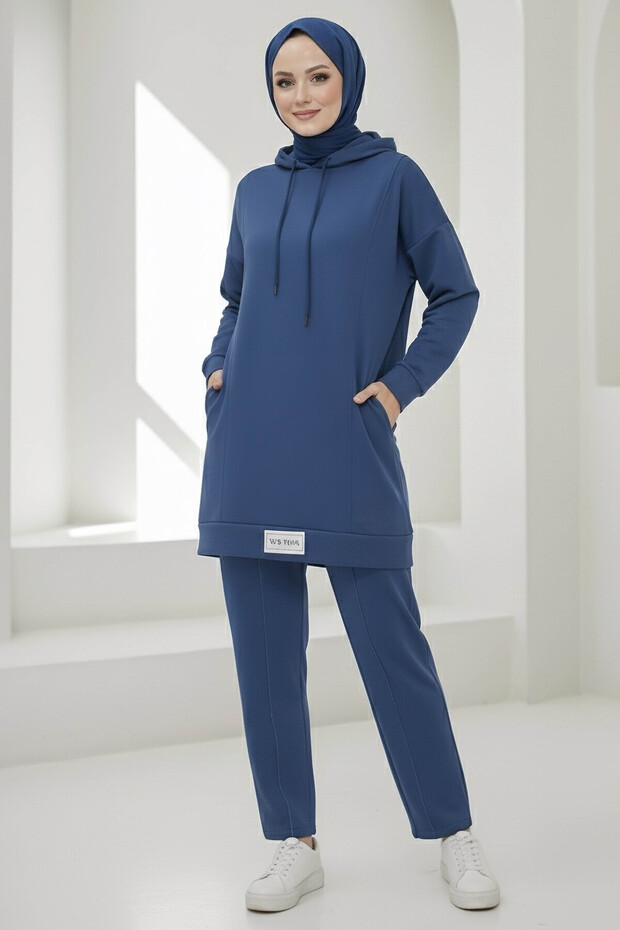 Armalı Double Pocket Vortex Double Set - 27982-Indigo