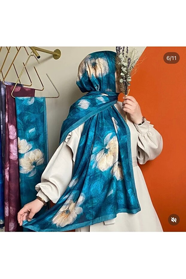 Bamboo Kashmir, Muslin Fabric Breathable Cotton Shawls. Shades of Green. Floral Shawls