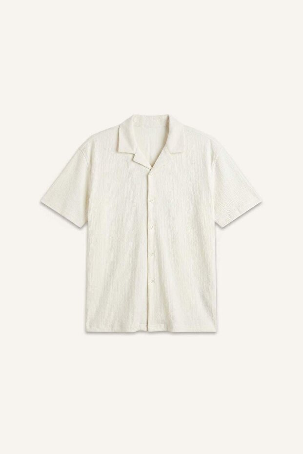 Modern Fit Resort Collar Crinkle Fabric Short Sleeve Shirt F0313Ax25Au