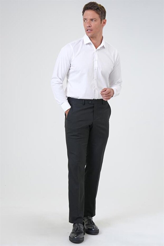 Siyah Regular Desenli Pantolon - 1