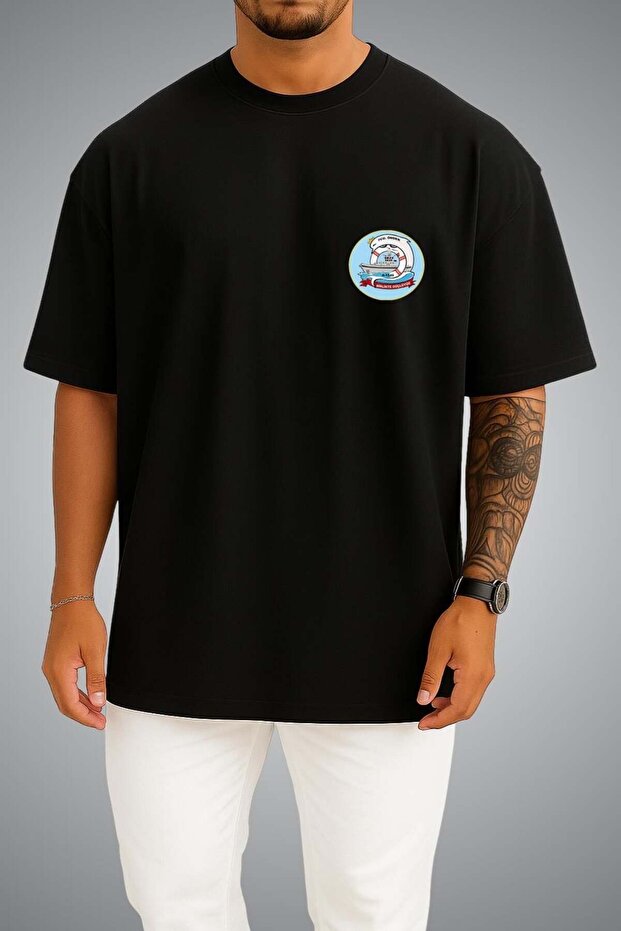 Oversize Tcg Önder between the Waves Themed Pocket and Back Printed Unisex T-Shirt