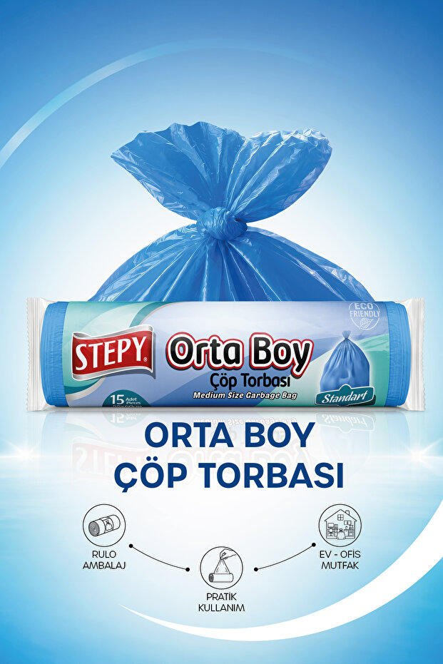 Orta Boy Çöp Torbası 55x60cm 15 Li