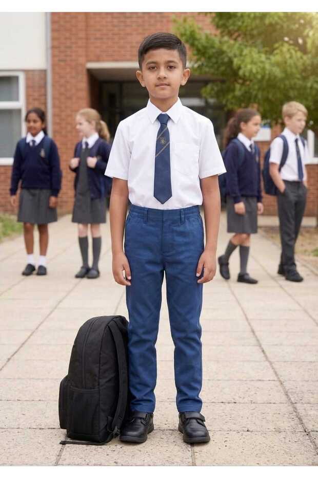 Elastic Waist Fabric School Trousers