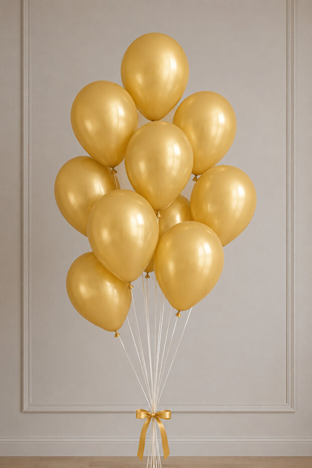 12 Inch Metallic Gold Golden Yellow Balloon 10Pcs