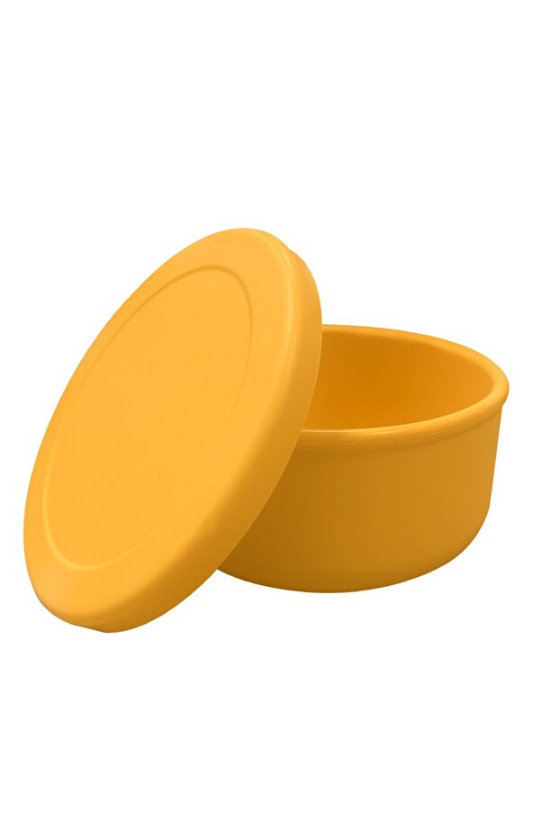 650ml yellow Circular Silicone Lunch Box 250ml/650ml, Large Capacity Microwave Heated Silicone Fresh
