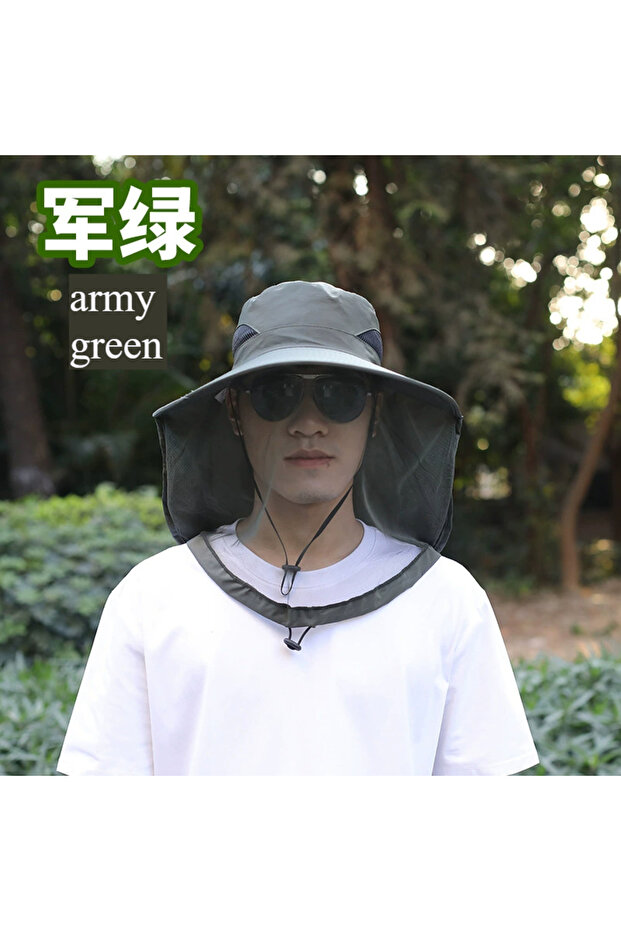 A02 Mosquito-Proof Hat, Face-Covering Sun-Protective Hat, Breathable Mesh Veil, Anti-Insect and Anti