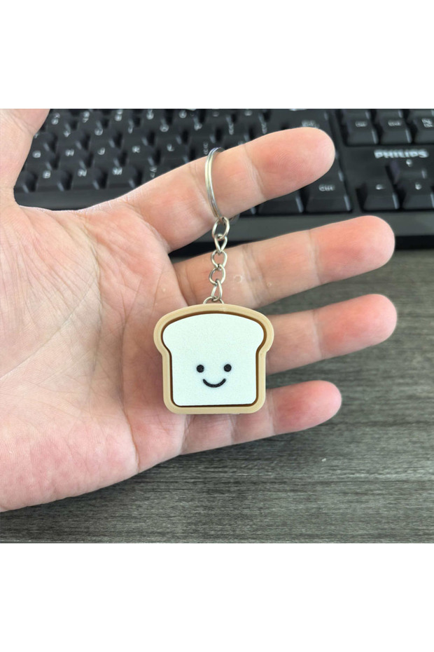 1PCS Toast Clicker Novelty Gifts Bread Toast Keyboard Clicker Fidget Keychain Stress Relief Focus Bo