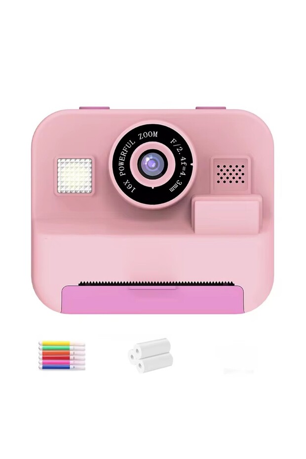 black Children's Mini Digital Video Camera with Thermal Printing & Multiple Image Stabilization, 32G