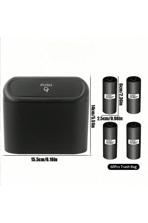 E Car Trash Can with Lid / 4 Rolls of Garbage Bag, Leak-Proof, Portable Hanging Trash Can for Vehic.