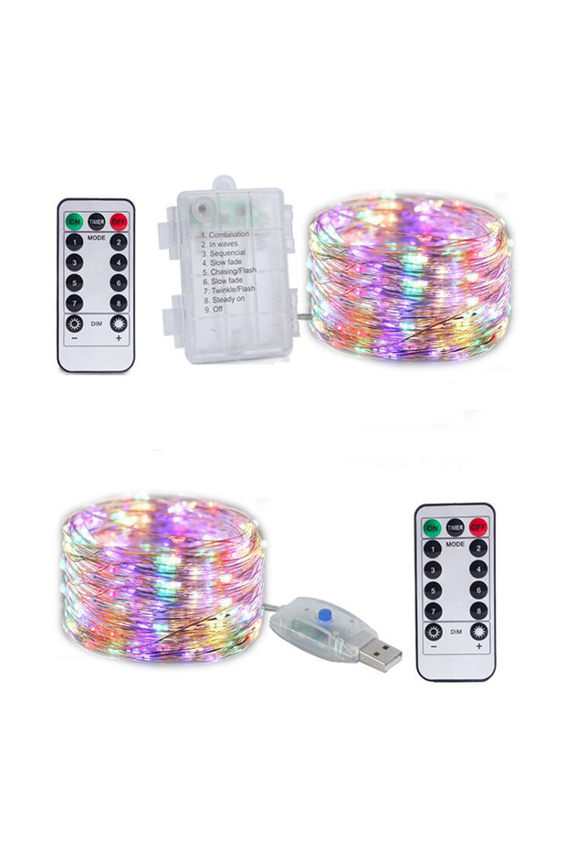 Battery Box 10M Multicolor Silver Wire LED Fairy String Lights USB/Battery Box Remote Birthday Garla
