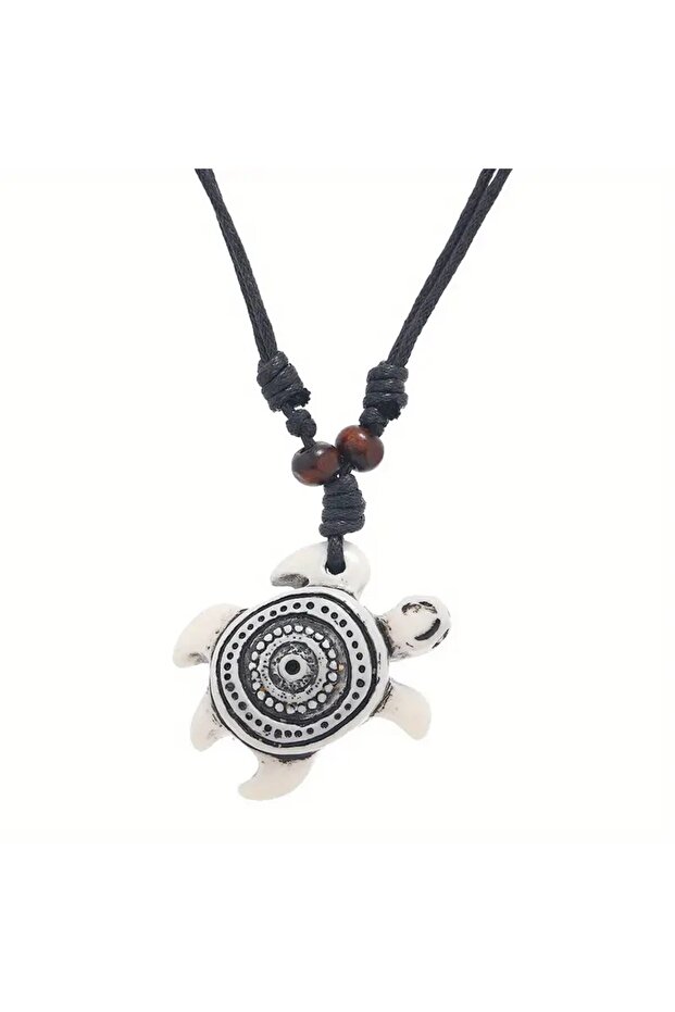White Women Men's Carved Hook Turtle Charm Adjustable Surfer Necklace Jewelry Gift