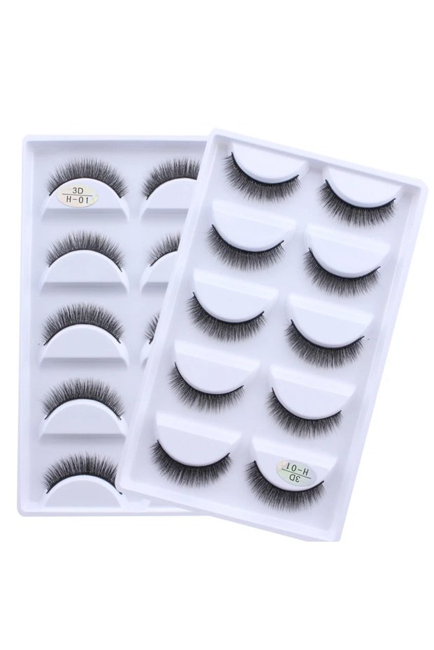 5pair01 AMSNCN NEW 5Pair 100% Real 3D Mink Lashes Soft Natural False Eyelashes Makeup Long Eye Lashe