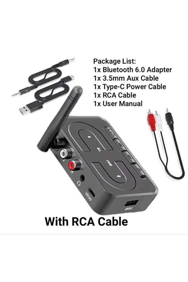 With RCA Bluetooth 6.0 Audio Receiver Wireless Music Adapter 3.5mm Jack RCA HiFi Stereo Audio Receiv