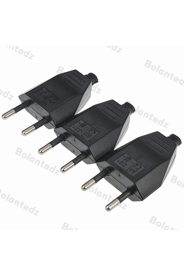 4.0mm Black 3pcs Euro Plug Adapter Replacement 16A Male France Korea Germany Plug AC Outlets Rewirea
