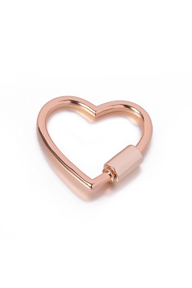 Rose Gold Heart Shaped Opening Buckle Metal Spring Gate Ring Keychain Dog Chain Connection Buckles B