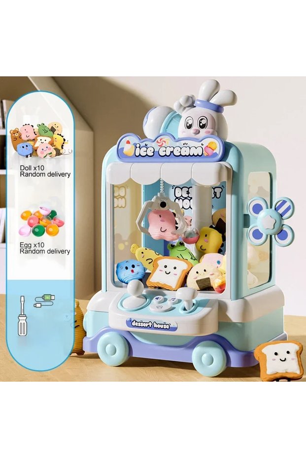 30x20.7x17cm Blue Big Size DIY Doll Machine Kids Coin Operated Play Game Mini Claw Catch Toy Crane